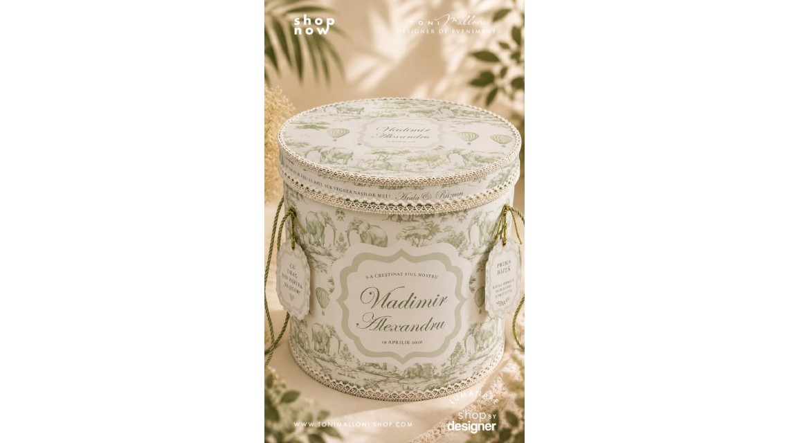 Trusou botez Green Safari personalizat băiat tematică jungle elegantă verde 1